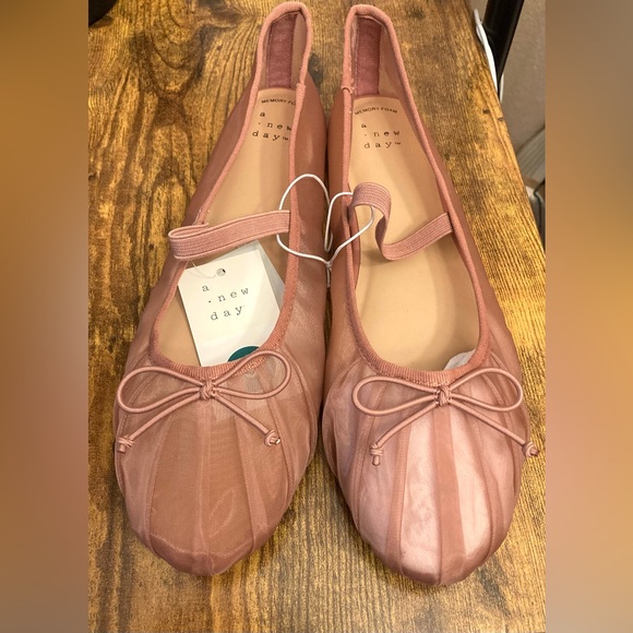 Women’s Rosa Mesh Bow Mary Jane Flats – a New Day™ Pink Size 9 new - Picture 2 of 7